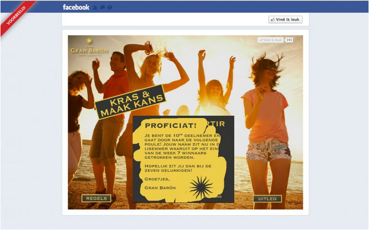 Kras en winactie Facebook tab