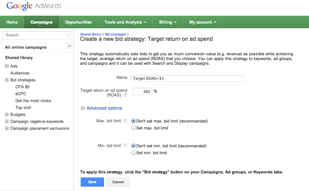 target retun on adspend